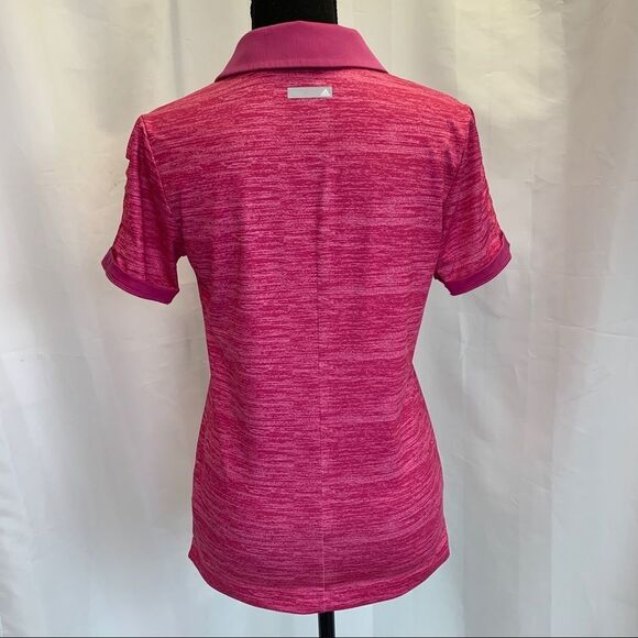 Adidas Golf Puremotion Pleat Sleeve Polo Shirt (Bahia Magenta /Light Onix) Sz S - Picture 7 of 12